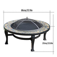Garden Fire Pit Grill Bowl Grill Barbecue Rack Fire Pits Outdoor Portable Fire Pit, Round Outdoor Fireplace and Grill Set, Used for Backyard Garden Patio Terrace, 86cm/33.9"