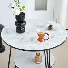 Side Table, Round Side Table with Storage Small Bedside with Metal Frame Modern Nightstand