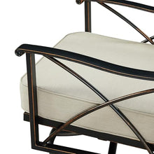 Oakland Living Pair of Black Aluminum Patio Deep Seating Swivel Rocker Club Chairs with Light Grey Cushions