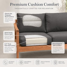 Golden Frame Outdoor Loveseat, Grade A Teak Patio Sofa with Performance Fabric Cushions, Machine-Washable Covers, YKK Zippers, Mid-Century Modern Garden Couch - Canvas Charcoal