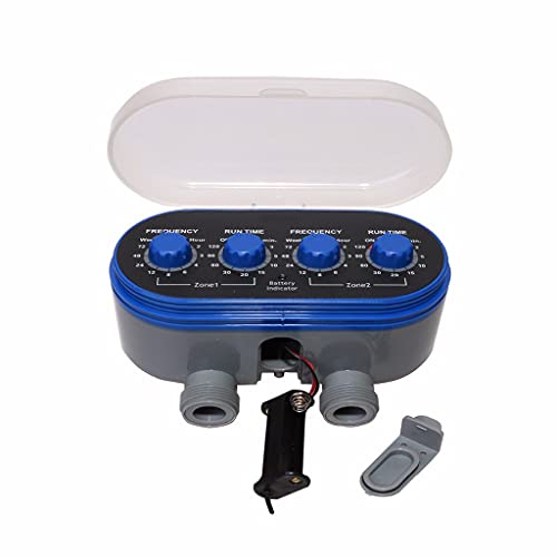 Ball Valve Electronic Automatic Watering Two Outlet Four Dials Water Timer Garden Irrigation Controller for Garden, Yard