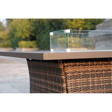 Brown Rattan and Aluminium Patio and Outdoor Rectangle Firepit Dining Table