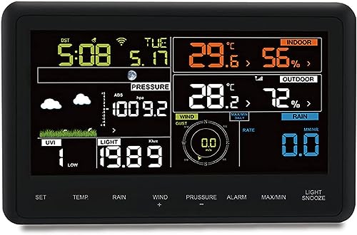 SHANBOYU Solar Powered Wireless Professional Weather Station, Wireless Thermometer with Color touch screen, Can provide wind speed, wind direction, temperature, humidity, rainfall ect