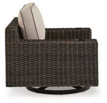 Signature Design by Ashley Coastline Bay Casual Outdoor Swivel Lounge with Cushion, Beige & Dark Brown