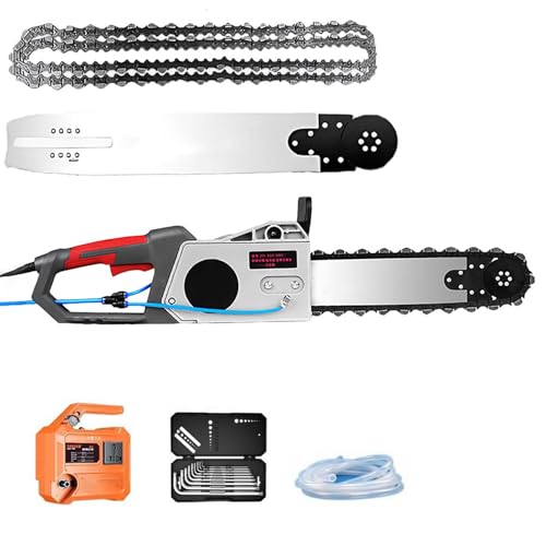 Handheld Electric Chainsaw for Wet Cutting - Pure Copper Motor, Water Pump, Diamond Chain Wall Cutter for Granite & Concrete, Depth 35/48cm, Dust Suppression System