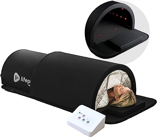 LifePro Far Infrared Sauna Dome with Red Light Therapy Stones Black