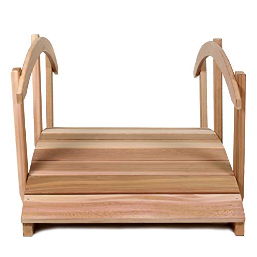 All Things Cedar 8-Ft Garden Bridge with Side Rails Brown