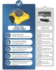 KANGJIEM Cordless Automatic Pool Cleaner, Robotic Pool Cleaner, Lasts 110 Mins, for Pool Surface up to 730Sq Ft, Pool Vacuum for Above Ground Pools Powerful Suction