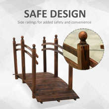 Hassyee Rustic Garden Bridge with Side Railings for Pond Crossing Safety, Elegant Arc Walkway with Varnished Fir Surface for Streamside Decoration & Flower Bed Pathways