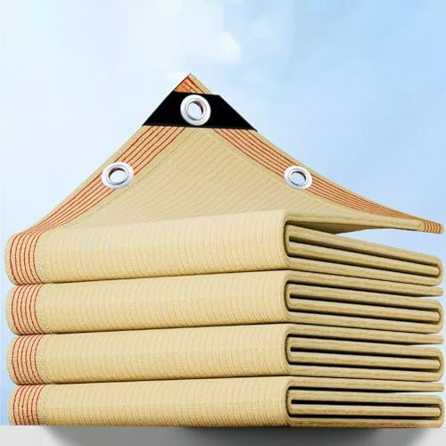 HYDBCNA 99% Sun Shade Cloth for Garden, Heavy Duty Shade Tarp Fabric with Grommets, Beige Greenhouse Shading Net Breathable HDPE for Greenhouse, Patio, Pergola, Porch(10x45m/32.8x147.6ft)