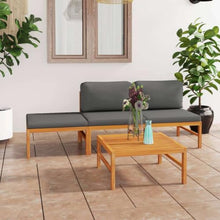 MNCVXAXG 4 Piece Teak Patio Lounge Set with Gray Cushions