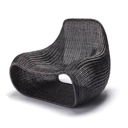 Apk i bc Outdoor Rattan Simple Single Person Leisure Chair,Easy to Move Sturdy and Durable, Suitable Outdoor use(Black,104 * 89 * 85CM)
