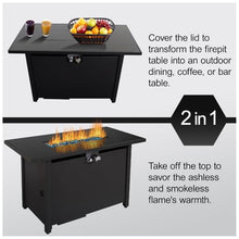 Outdoor Fire Pit Table with Steel Construction and Lid for Patio Use