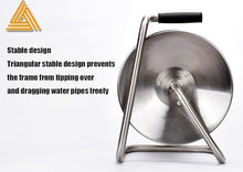 Etsuosy Stainless Steel Garden Hose Reel, Wall Mount or Portable, Manual Crank Winder with Brass Connector