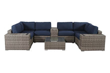 Living Source International 12 Piece Rattan Sectional Set with Cushions Blue