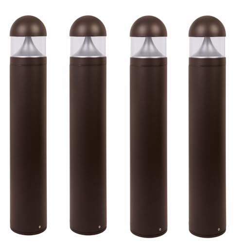 Solus Rounded LED Bollard Path Light – 20W Integrated LED, 1400 Lumens – 3000K or 4000K CCT – Modern Outdoor Light, ETL Listed – Black or Bronze Finish (Bronze, 3000K / 4 Pack)