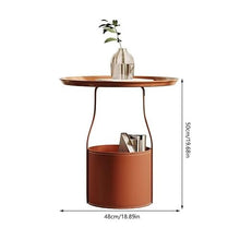 CHmrfvqtus Couch Side Table Nordic Sofa Side Table Saddle Leather Living Room Home Balcony Storage Small Round