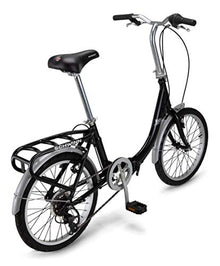 Schwinn Loop Adult Folding Bike 20-inch Wheels 7-Speed Drivetrain Rear Cargo Rack Carrying Bag Black