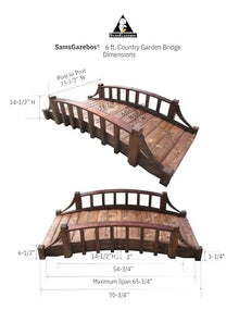 SamsGazebos Country Wood Garden Bridge 6' Brown