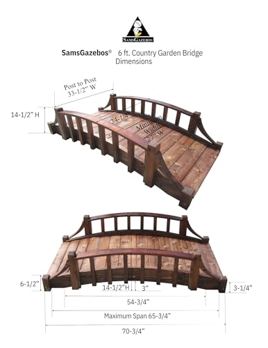 SamsGazebos Country Wood Garden Bridge 6' Brown
