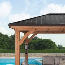 Backyard Discovery Barrington 12' x 10' Cedar Wood Outdoor Gazebo Pavilion Brown