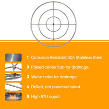 Spotix AFG Match Lit Fire Pit Burner Kit (SS-FR-6KIT-PAN-LP-MSCB), Round, 6-Inch Burner, 12-Inch Flat Pan, Propane, Polished Chrome, with Flange, Key, Valve, Flex Line and Fittings