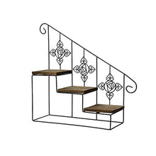 SIDUFHAOPKLL 3 layer Decorative Iron Plant Rack Stand Plants Succulent shelf Stair Wall hanging Desktop flower stand +wood plate