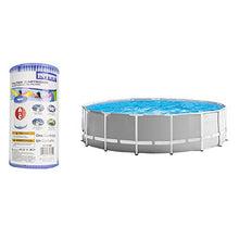 Intex 26725EH 15ft x 15ft x 48in Outdoor Above Ground Swimming Pool Set with Cover, Ladder, Filter Pump and 6 Replacement Filter Cartridges