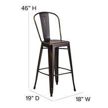 EMMA + OLIVER 4 Pack 30" High Distressed Copper Metal Indoor-Outdoor Barstool with Back