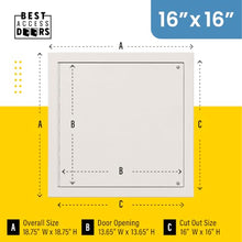 Best 16” x 16” Airtight/Watertight Access Panel, Prime Coated Steel Access Door with Bulb Trim Gasket, Ideal for Labs & Clean Rooms, Reinforced Edges, Welded Door & Frame, Piano Hinge, BA-ADWT-PC