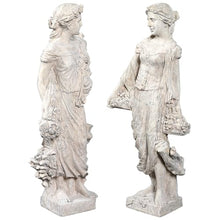 Design Toscano Flora and Proserpina Outdoor Garden Statues Set of Two 44 inch Antique Stone