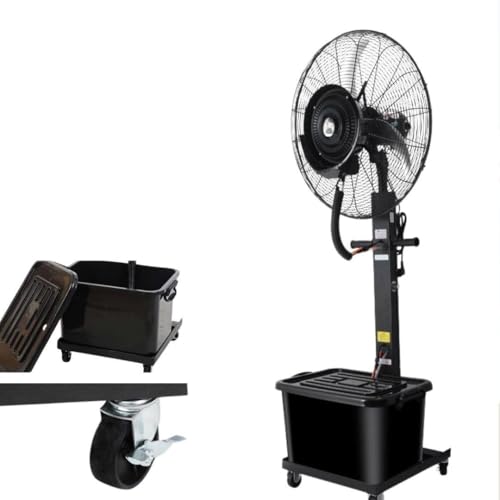 KUYBTU Portable Outdoor Misting Fan for Patio, Fans Misting Industry Evaporative Cooler 90° Oscillation 3 Speeds, 3 Micro-Mist Levels, Standing Fans with Casters Movable for Yar-75cm/30in