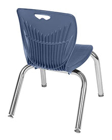 Romig Adjustable Classroom Table 48" Cherry with 4 Stack Chairs Navy Blue