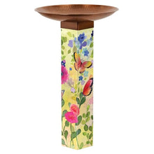 Studio M Butterfly Bird Bath Art Pole – Copper Hammered Topper Outdoor Yard Décor – 31 x 18 Inch Decorative Birdbath Stake – Watercolor Floral Garden Accent