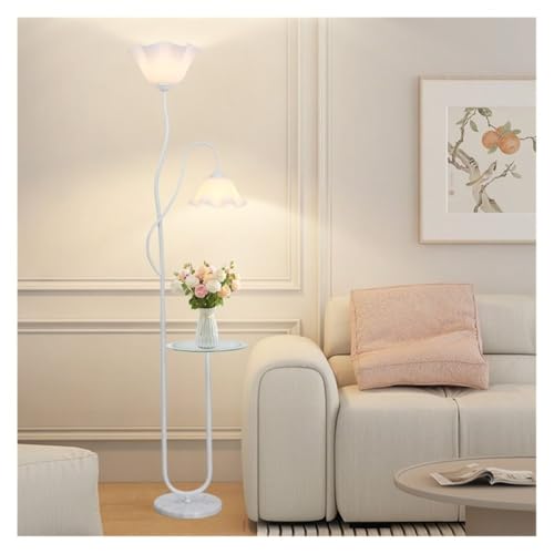 LUYOUBOZHU Floor Lamp Floor Lamp with Tray, Home Reading Standing Lights, Tall Lamp for Living Room Fits in Modern Room Decor(White)