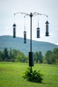 Raccoon Buster Guardian Pole for Bird Feeders/Planters, Raccoon-Proof, w/Bullseye Level and Torque Bar, Heavy Duty, 1.5-inch Diameter, 8ft Installed