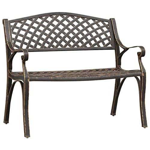 Coespram Bronze Cast Iron Garden Bench 40.2", Floral Pattern Antique Outdoor Seating for Patio, Porch & Lawn, Heavy-Duty 529 lbs Capacity, Classic Park Style for Two