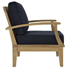 Modway Marina Premium Grade A Teak Wood 10-Piece Outdoor Patio Furniture Set in Natural Navy