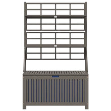 DINDING Storage Box Gray Solid Acacia Wood Large Storage Box with Trellis Garden Bench with Storage Outdoor Toy Storage Sheds and Outdoor Storage