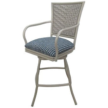 Tobias Designs Set of 3 Erin - Outdoor Indoor 34" Swivel Bar Stool - Coco Indigo Blue on Beige