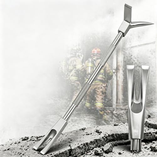 TsoLay 30" Halligan Bar, Forged Steel Breaching Tool with Non-Slip Grip, Axes Head Spike Fork, Metal Cutting Claw for Rescue, Forced Entry & Emergency Breakthroughs
