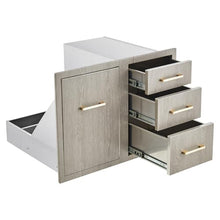 OUTLANE Outdoor Kitchen Door Drawer Combo 29.5"W x 22.6"H x 21.7"D - Stainless Steel Cabinets Propane Storage & Adjustable Garbage Ring for BBQ Island, Patio Grill & Outdoor Cooking Space, Flush Mount