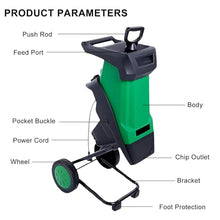 XygZythror Electric Leaf Mulcher Garden Shredder, Automatic 2400w Leaf Chipper Shredder, 2400w Electric Wood Chipper, for 0-40mm Branches and Leaves Green