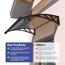 Awning for Door 40x160 Inch, Awnings for Doors with Separate Drainage, Polycarbonate UV Rain Snow Protection Window Awnings for Patio, Outdoor Canopy for Porch