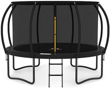 JUMPZYLLA Outdoor Trampoline with Enclosure and Ladder Black & Black
