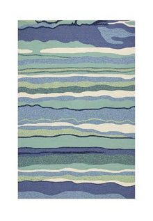 HomeRoots 8' x 10' Blue Green Abstract Waves Indoor Outdoor Area Rug