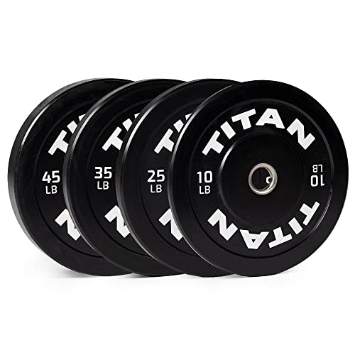 Titan Fitness Economy Olympic Bumper Plates 230 LB Set Rubber with Steel Insert Black