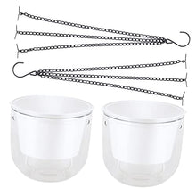 4 pcs Planters Hanging Garden Inch and Self Gray Fence for Chains Hooks Plants Resin Succulent Chain Plant Decorative Pots Round Containers Outdoor Indoor Basket (Whitex3pcs 16.5X15CMx3pcs)