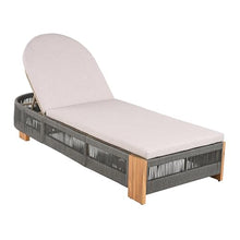 AODSHA Outdoor Chaise Lounge Chair with Adjustable Backrest & Waterproof Cushion, Acacia Wood Pool Sun Lounger for Patio, Beach, Yard, Garden, Grey,Teak