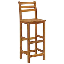KGFHERENB 5-Piece Solid Acacia Wood Garden Bar Set, Rectangular 4-Person Outdoor Pub Table and Barstool Dining Set for Patio, Backyard, and Terrace, Natural Brown Finish